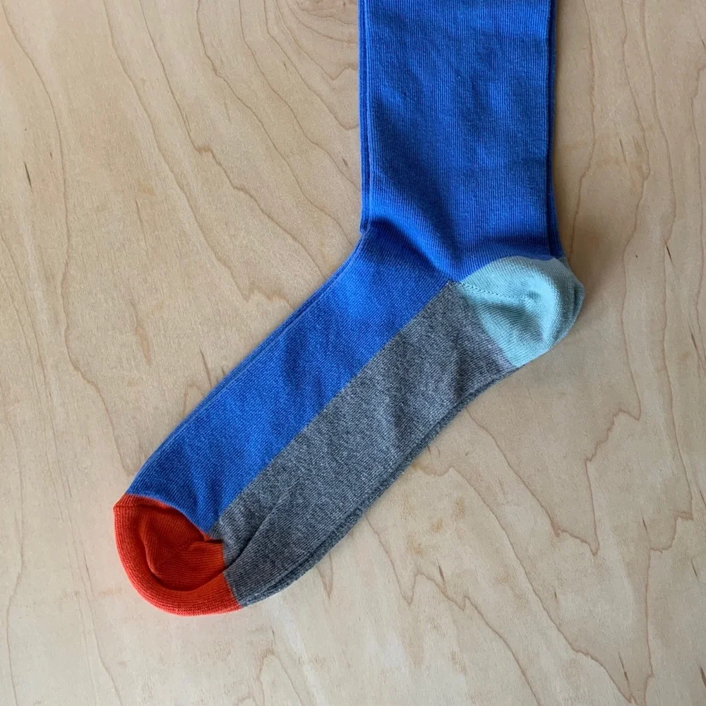 Happy Socks 🧦 The Color Block Socks Blue Gray NEW - Picture 4 of 8
